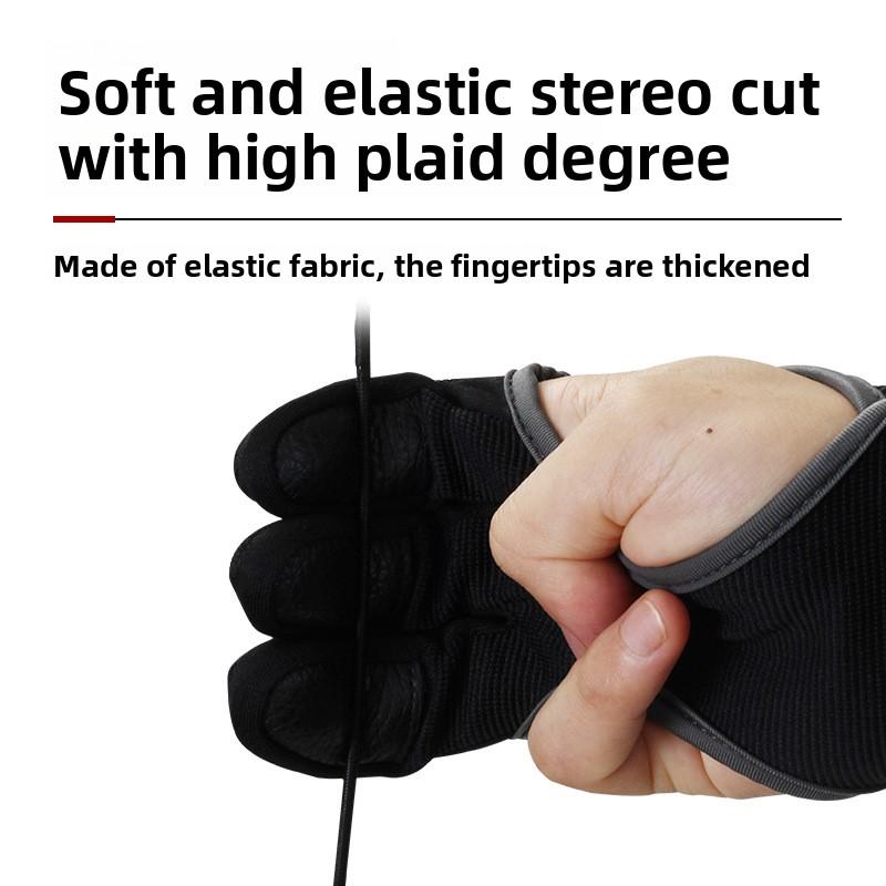New, archery three-finger finger protection, thickened fingertips, traditional recursive bow and arrow Mediterranean pull-string gloves