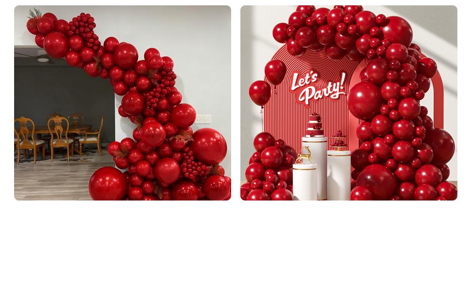 122pcs Dark Red Balloons Different Sizes, 18 12 10 5 inch Dark Red Balloon Arch Kit for Wedding Bridal Shower Birthday Party Decorations