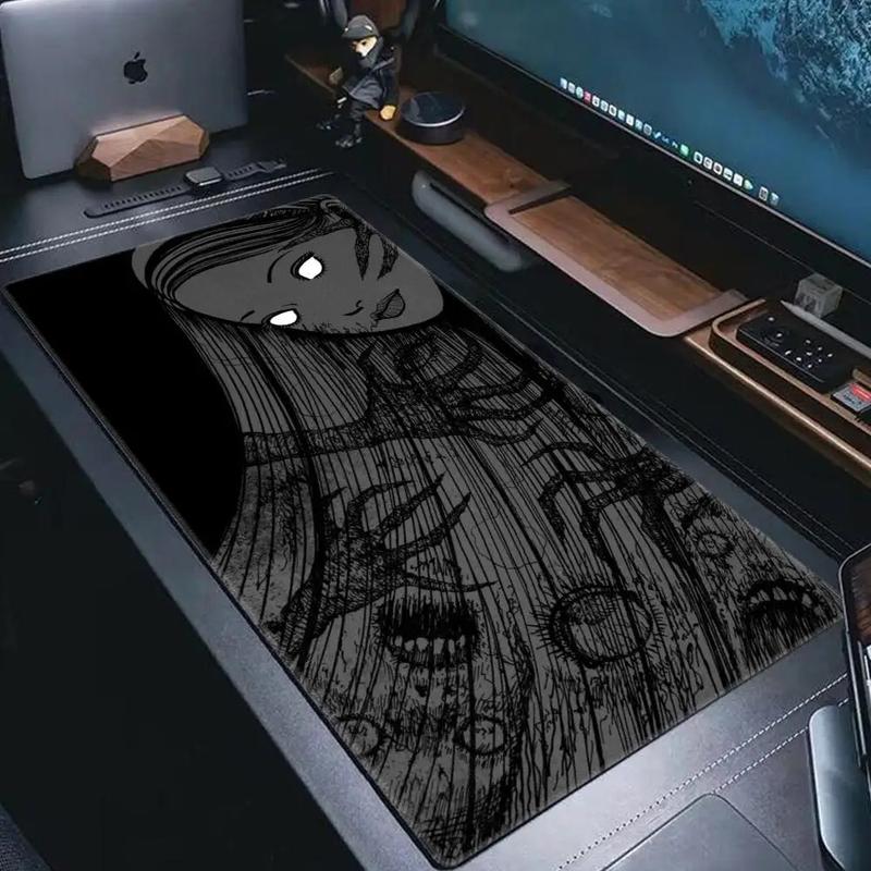'Black and white Mouse Pad Cute HD branco Desk Pad Extended Gaming Keyboard Mats Large XXL Gamer Collage Horror Anime Mousepad'