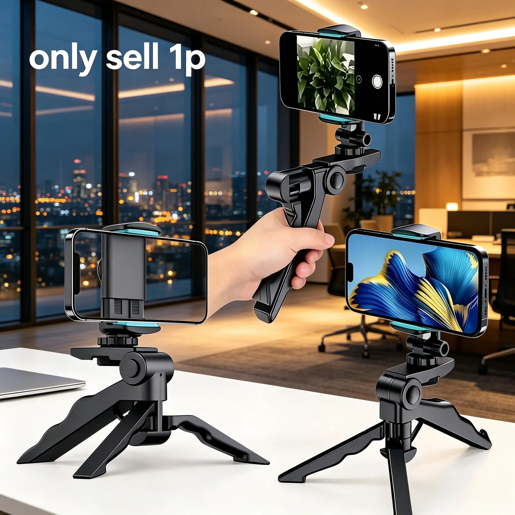Dual-Use Mini Phone Tripod Stand, Adjustable Multi-Axis Gimbal, Non-Slip Phone Holder, Foldable Base, Portable Smartphone Support, Phone Selfie Tripod
