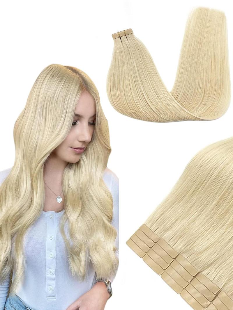 20 Inch Long Straight Glue Hair Extension, Invisible Seamless Straight Hair Extensions, Fusion Hair Extensions, Fashionable Natural Fluffy Synthetic Hairpiece for Women & Girls, Glossy Hair Bundles, Synthetic Soft Hairpieces
