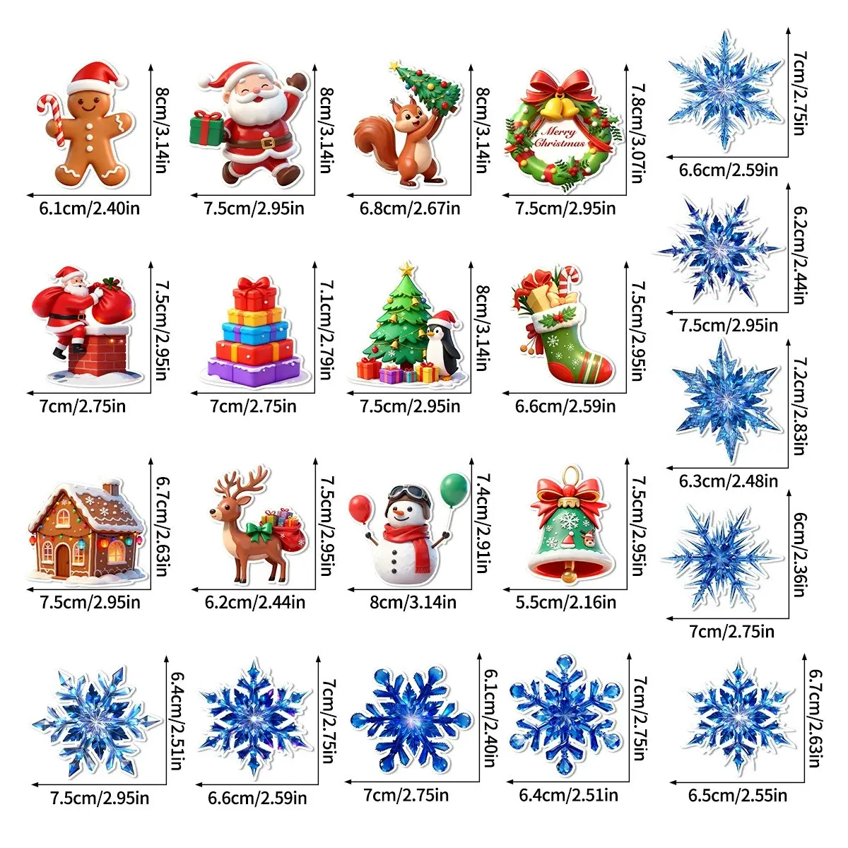Christmas Snowflake Wall Stickers, 3D Snowflake Decals for Home Decor, Living Room Bedroom Kids Room Creative Layout, Christmas Wall Decoration