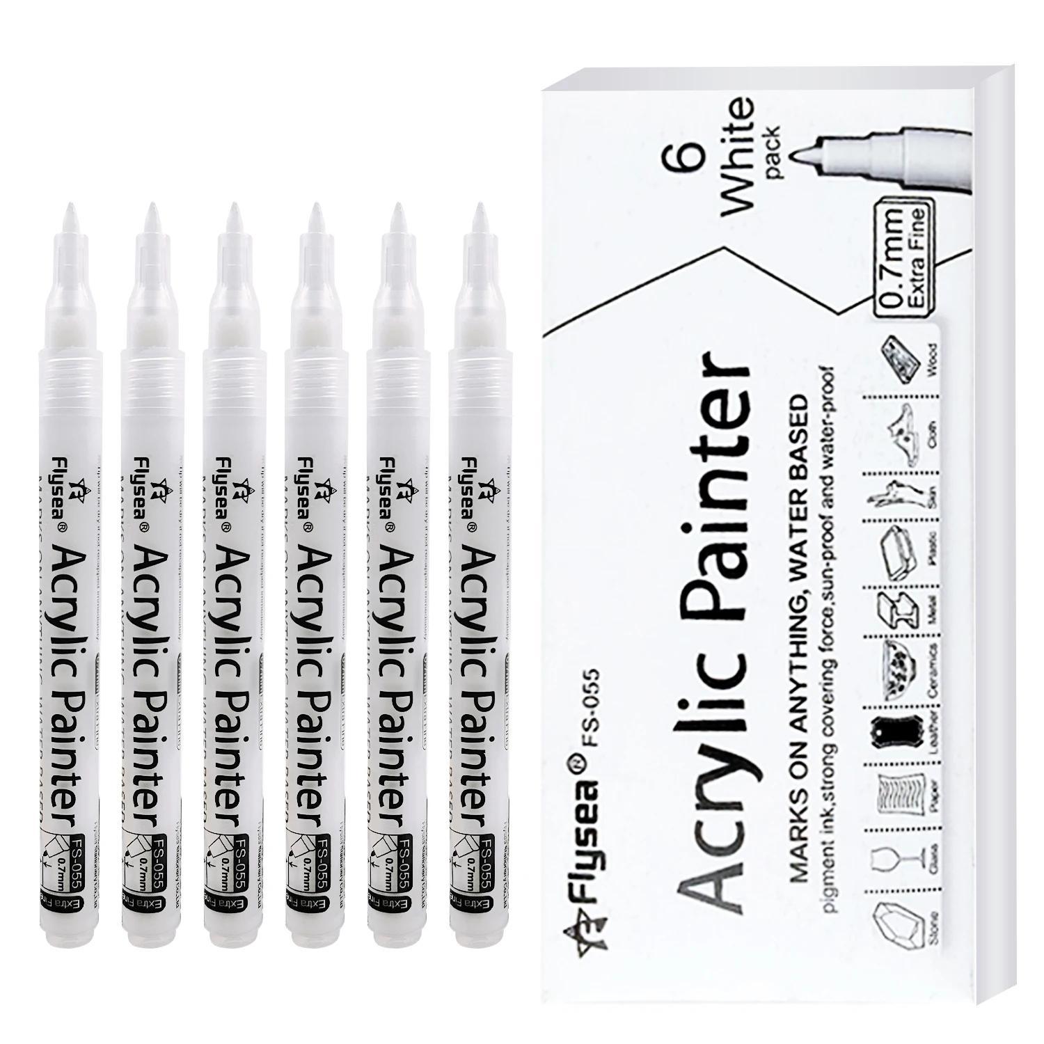 Acrylic Paint Pen (6 Counts/box), Student Acrylic Paint Pen for Rock Painting, Stone, Wood, Tire, Fabric, Canvas Extra-fine Tip Paint Pen, Acrylic Marker Pen, Waterproof Acrylic Markers