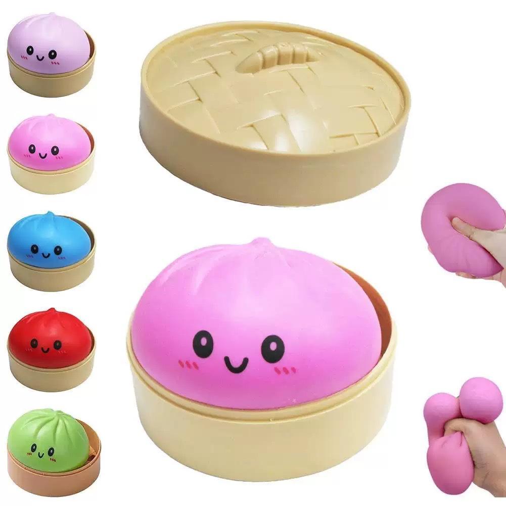 TPR Squishy Toy Realistic Steamed Bun Pinch Toy Stress Relief Creative Novelty Squeeze Toy for Desk Office
