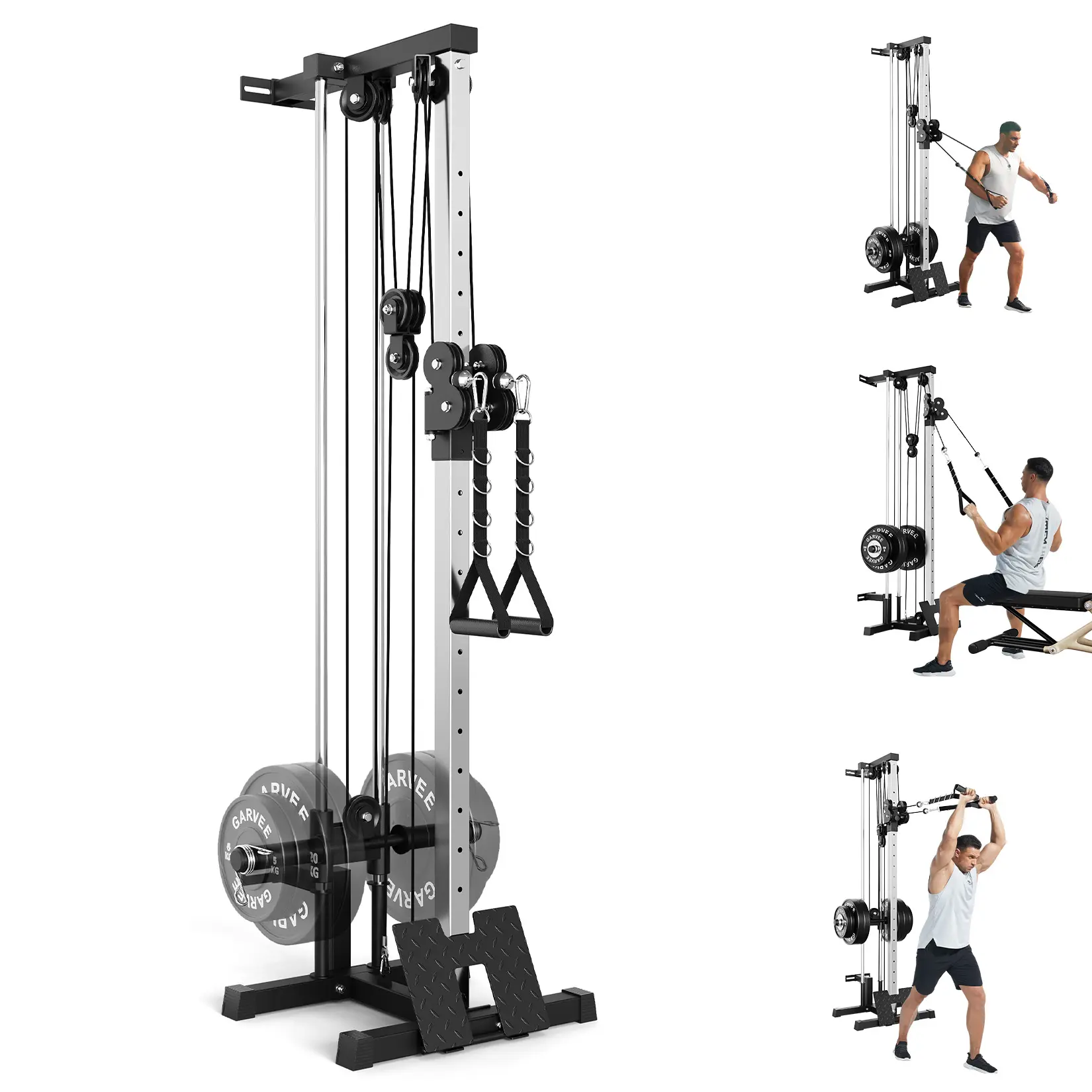 Wall Mount Cable Crossover Machine – Dual Pulley LAT Pulldown – 18 Adjustable Positions – Height Adjustable Home Gym Strength Training Equipment – For Fitness and Garage