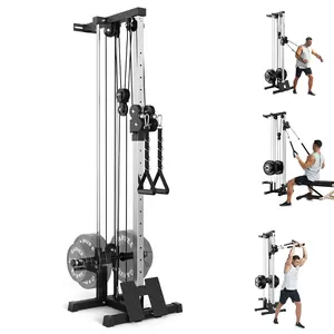 Wall Mount Cable Crossover Machine – Dual Pulley LAT Pulldown – 18 Adjustable Positions – Height Adjustable Home Gym Strength Training Equipment – For Fitness and Garage