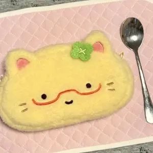 New Omelette Kitten Pen Bag Large Capacity Plush Pencil Case Multifunctional Cartoon Stationery Bag School Pencil Case