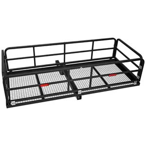 Heavy Duty Hitch Mount Cargo Carrier - 500 Lbs Capacity Folding Cargo Hitch Carrier for 2" Receiver, Easy Assembly Trailer Cargo Basket for Car SUV Truck Camping