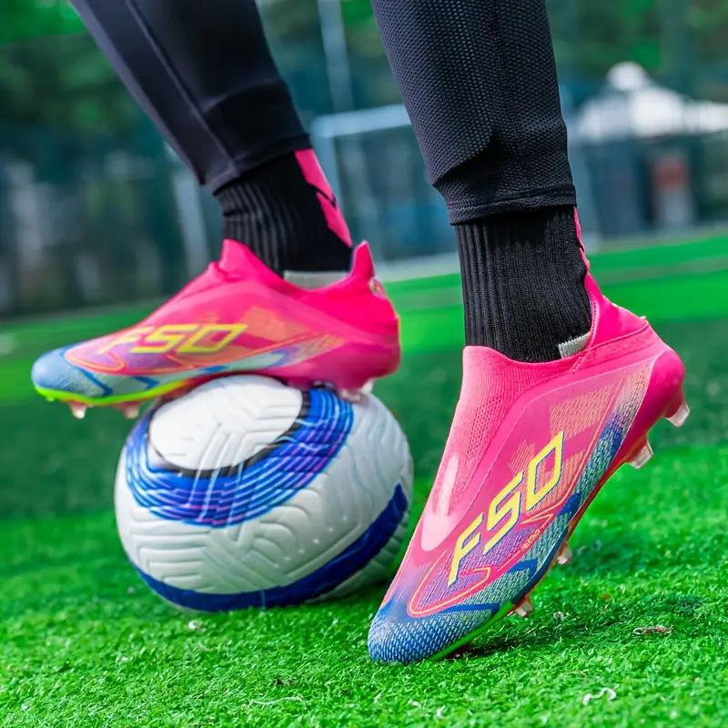 LISM Men's Training Cleats - AG/TF Studs with Non-Slip TPU Sole, Lightweight PU Upper, Neon Pink/Blue/Green/Orange/Black/White/, All-Terrain Grip for Soccer, Indoor/ Matches & Training - Cushioned Comfort, All-Weather Performance - Ideal for Professional