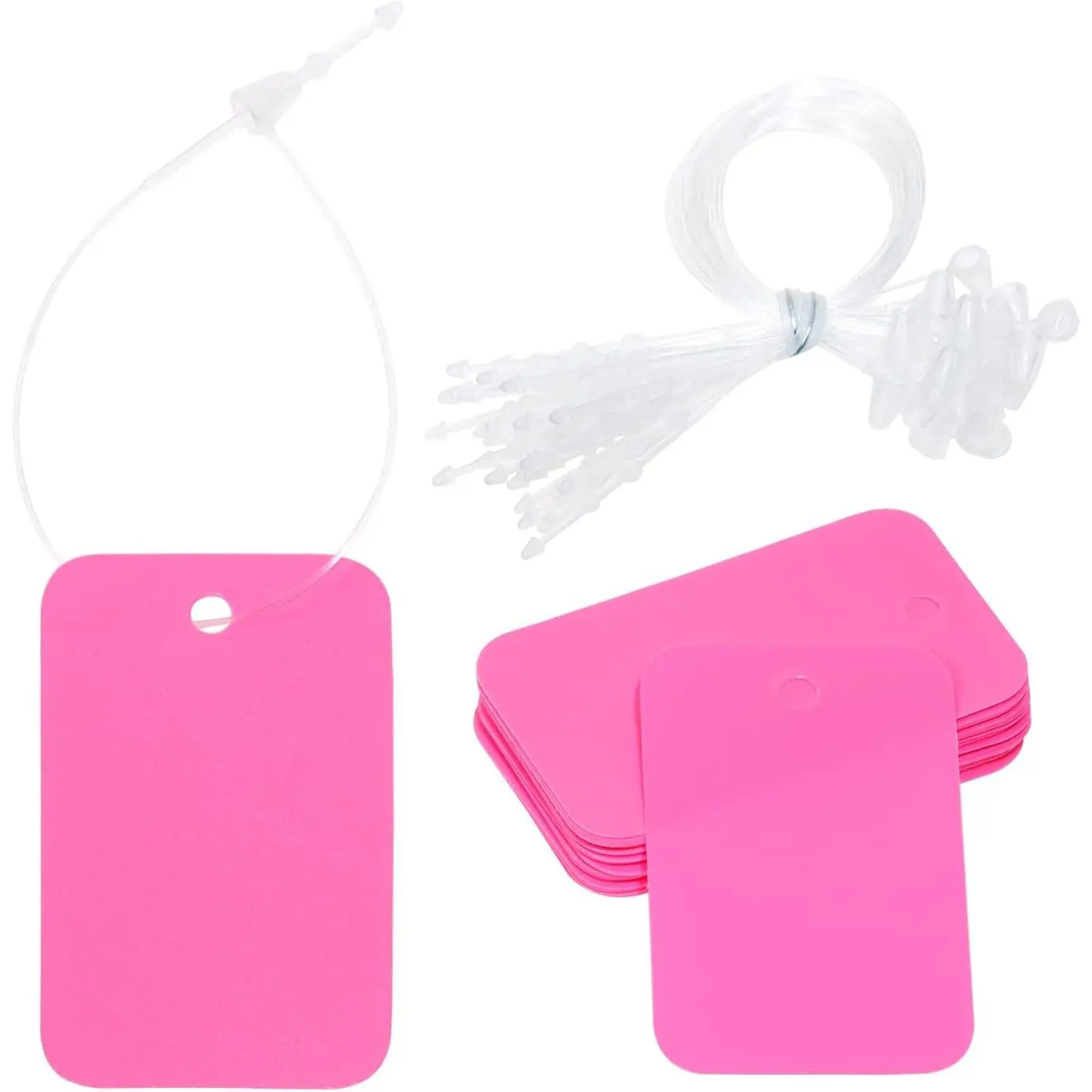 30 count Plastic Blank  Tags Rectangle Clothing Tags with String Small Price Name Brand Shipping Label for Pricing Luggage   Craft Yard  Garage Marking Hang Tags (Translucent)