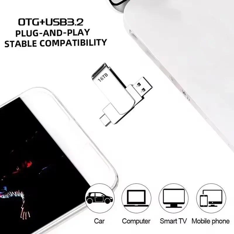 2026 New  Metal Pendrive Flash Drives U Disk High Speed Portable WaterProof Type-C Memoria 16TB USB Stick USB Drives