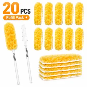 20 Pack 360 Duster Refills with 1 Handle, Heavy Duty Disposable Dusters for Cleaning Furniture, Blinds, Ceiling Fans