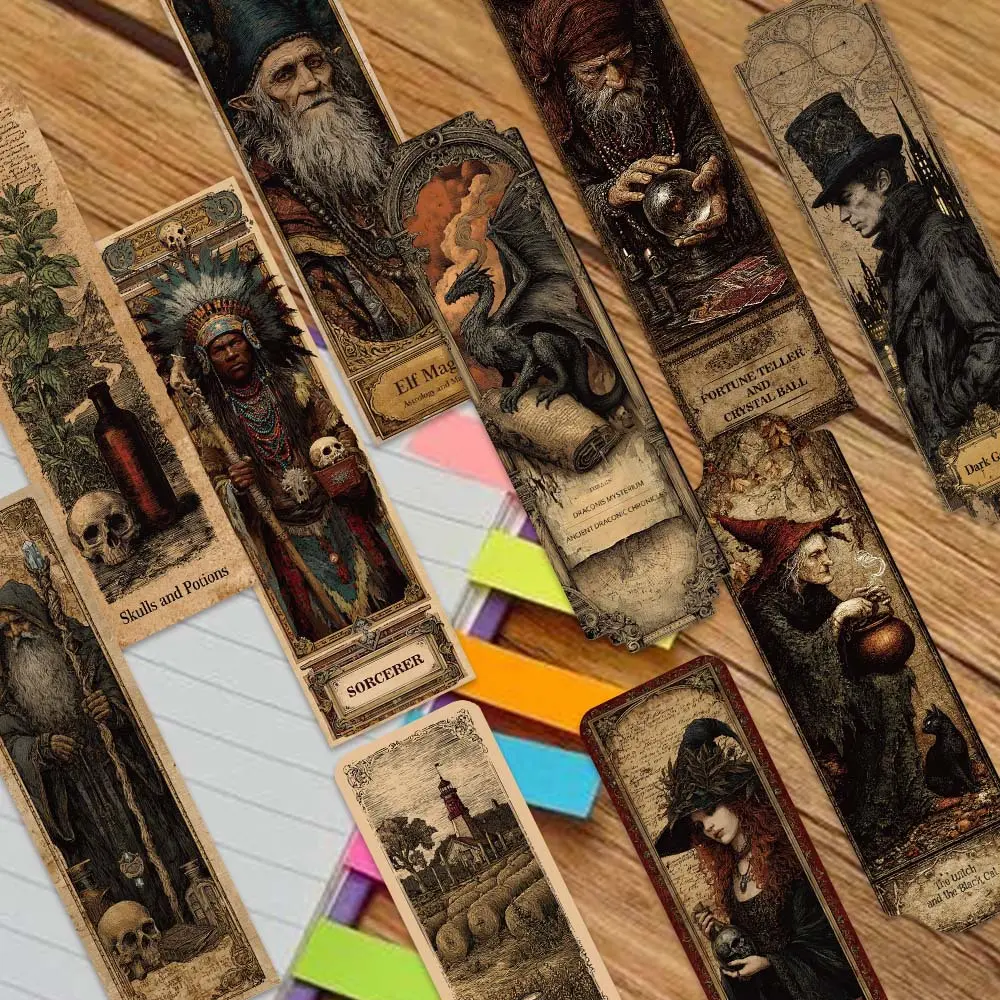 30pcs Dark Mystery, Elf Mag Pattern Bookmarks, Suitable for Back-to-school Season, Office Stationery, Journal Accessories for Students and Office Workers