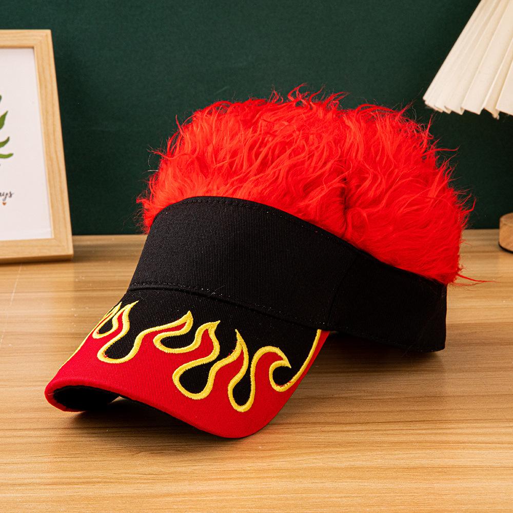 2026 New Flame Pattern Baseball Cap Embroidered Patch Design Multicolor Fluffy Faux Fur Hat
