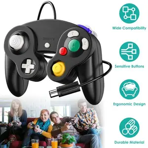 Wired Shock Gamepad Controller with Realistic Rumble Vibration, Perfect for Couch Retro Game Parties, Compatible with Nintendo GameCube & Original Wii Console, Responsive Buttons for Long Play Sessions