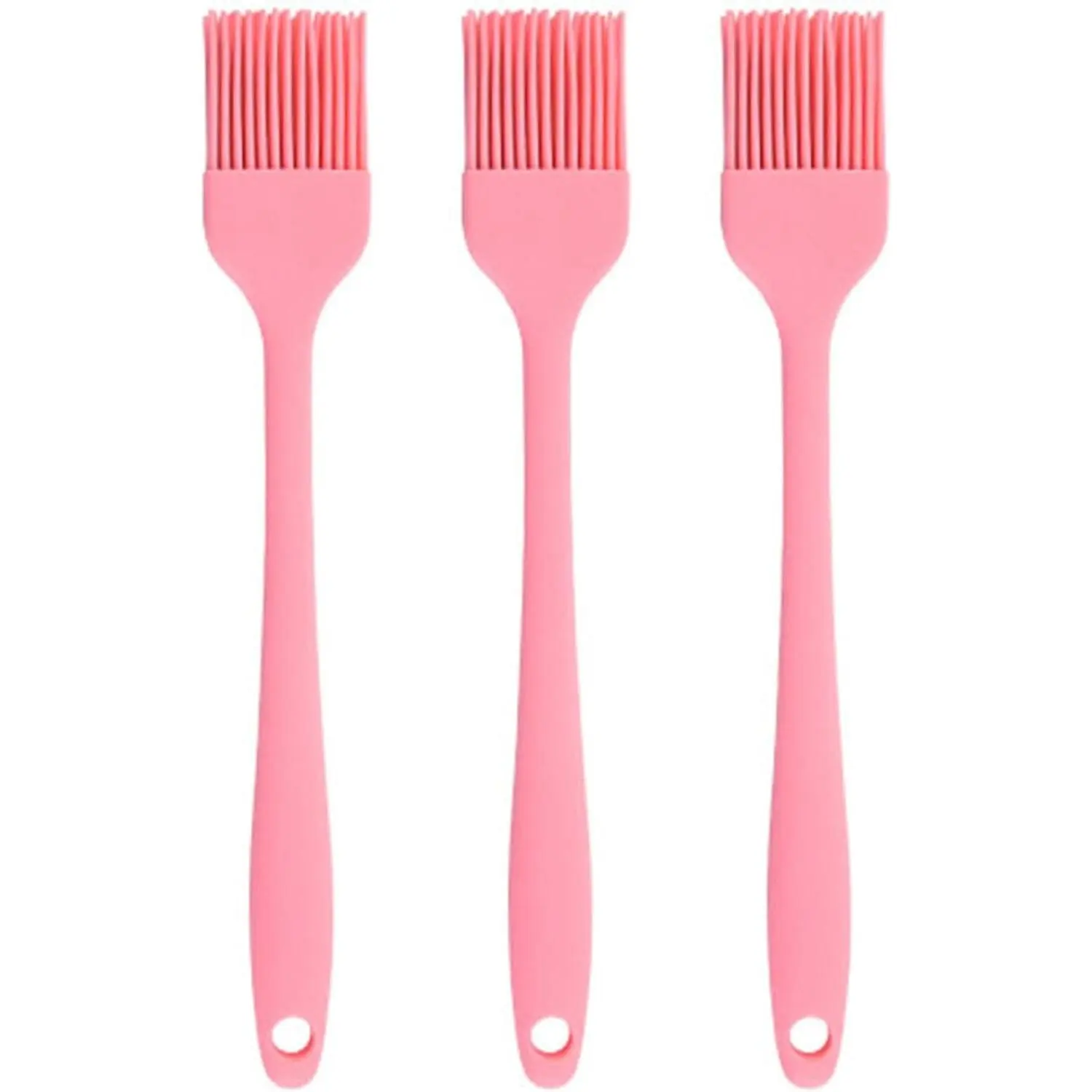 Silicone Basting Pastry Brush Set for BBQ Kitchen Cooking Baking Grilling, 3 PCS, Pink