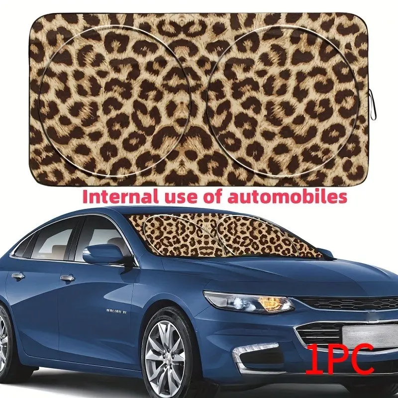 Leopard Print Car Sunshade, sun shade for car windshield, Front Windshield Cover, Heat Reflective Mesh, Summer UV Protection, Vehicle Interior Accessory, Car Sunshades for Windshield
