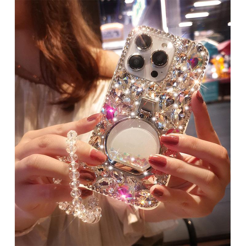 iPhone17ProMax/AIR/Pro cases,Luxury full diamond iphone case, mobile phone bracelet ladies, girls rhinestone perfume bottle buckle, For iphone 16/15/14/13/12/11 Pro Max Plus