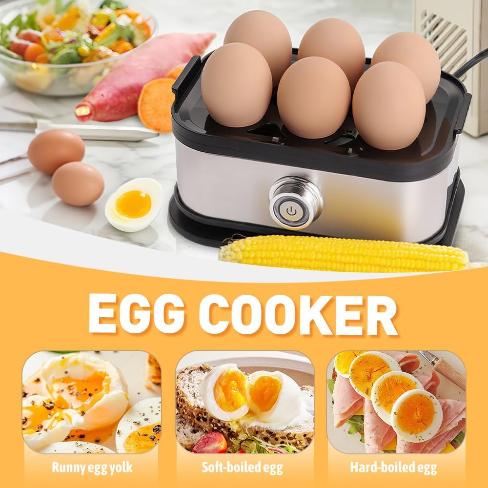 Smart Egg Cooker with Auto Shut, 2026 New Rapid Eggs Cooker Electric 6 Egg Capacity, Hard Boiled, Medium, Soft Boiled Egg Cooker, Egg Boiler With Auto Shut-Off (1PCS)
