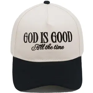 Retro Aesthetic Two Tone Embroidered God Is Good Vintage Faith Adjustable Snapback Cap Christian Statement Sun Protection Baseball Cap For Women Men Daily Church Outdoor Wear