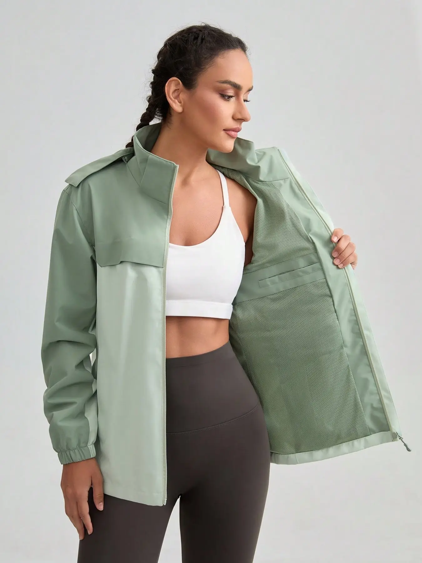 Women's Spring Summer Windproof Waterproof Running Jacket, Lightweight Long Sleeve Outdoor Sports Coat, Colorblock Design, Athletic Jackets