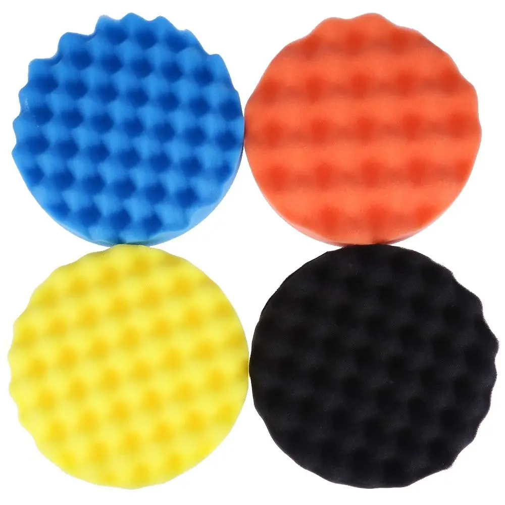 4-Pack 7inch (180mm)  Sponge Buffing Pad Soft Wave  Pad Polishing Sponge Pads Kit for  Polisher Compounding, Polishing and Waxing