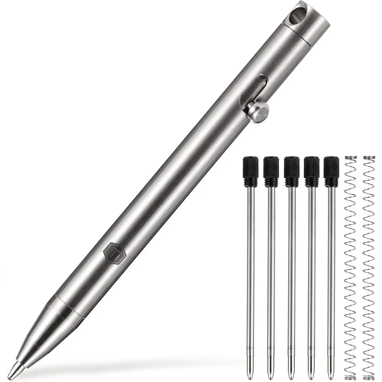 KP00 Titanium Bolt Action Fine Point Pen for Everyday Carry | Retractable, Refill Included, Smooth Ballpoint Performance, Compact Pocket for Signatures and Daily Tasks ( Polished)