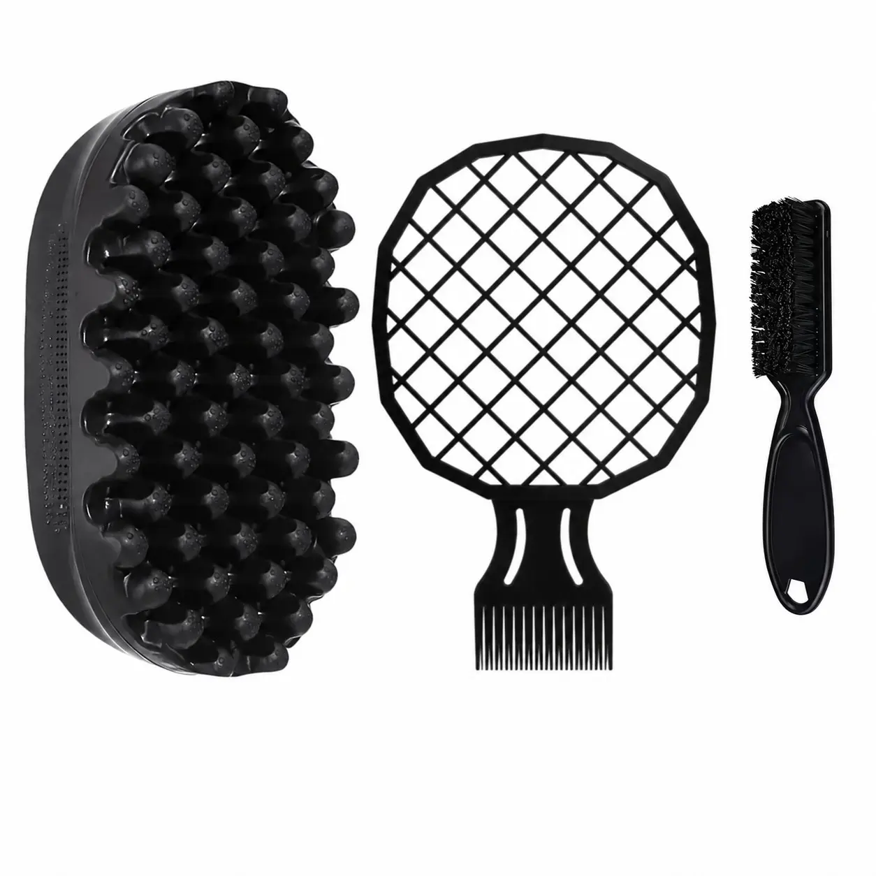 3PCS Afro Twist & Wave Styling Kit for Men, Curl Sponge Brush, Twist Racket Comb & Barber Brush for Defined Coils, Textured Twists, Root Lift & Smooth Finish, Ideal for 3C-4C, Afro & Short Natural Hair, Barber Shop, Home & Daily Styling