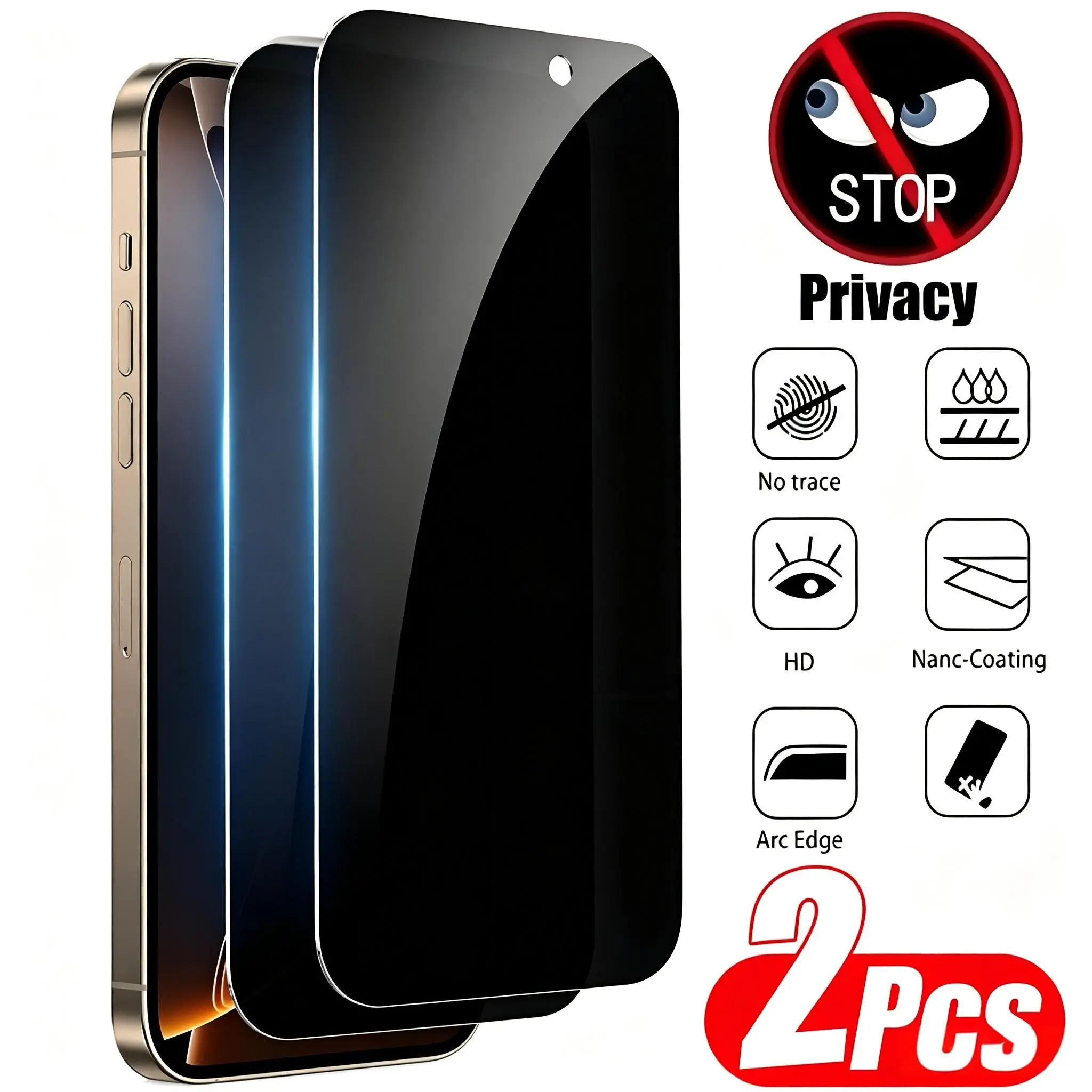2Pack-sedicated Full Coverage Privacy Screen Protector - with Privacy Protection Function Tempered for iPhone 17/17Pro/17ProMax,Anti-Fingerprint, Anti-Scratch, Anti-Peep, Easy to Apply, Mobile Phone Privacy Film