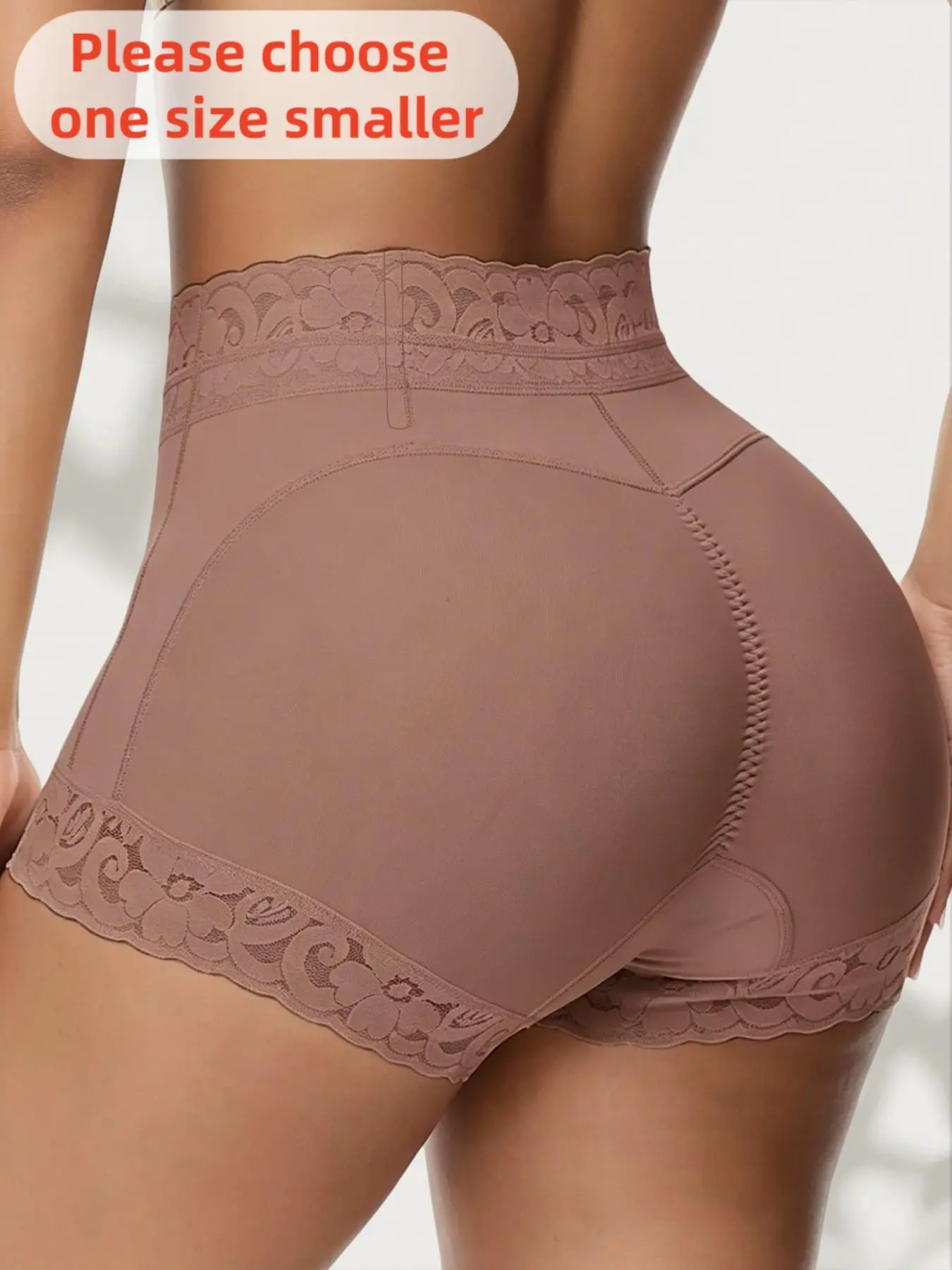 Women's High Waist Shaping Panty, Anti-Roll Boned Waistband Boyshorts, Floral Lace Trim, Anti-Curling, Contour Stitched, Butt-Lifting Panties, Perfect for Exercise, Running & Outdoor Activities