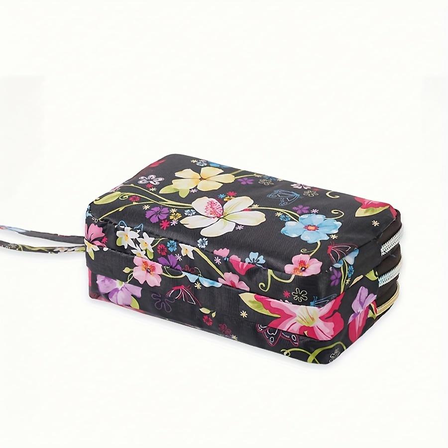 Women's Long 3-Layer Cell Phone Wallet Clutch Bag with Random Print Fabric Coin Purse Ladies' Small Handbag