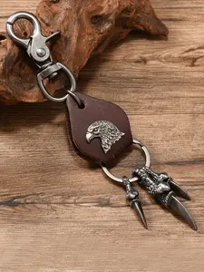 European and American New Accessories, Creative Punk Style Eagle Pendant Genuine Leather Keychain, Unique Vintage Backpack Charm