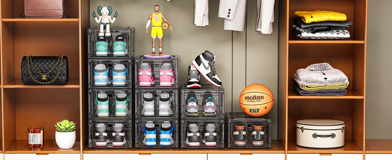 7CODE Thicken & Sturdy Thicken Shoe Organizer Stackable,Shoe Containers For Sport Sneaker Display,Upgraded Sturdy Shoe Storage Box,Plastic Shoe Box,White…