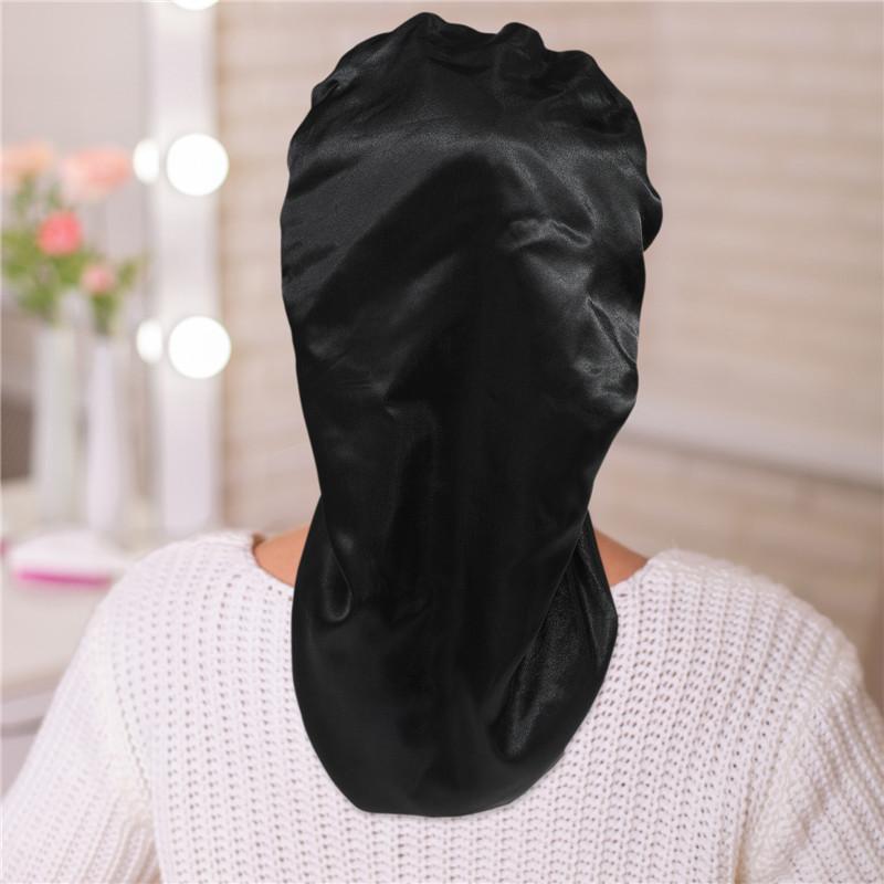 AWAYTR Single Layer Long Satin Bonnet Adjustable Silk Like Hair Bonnets for Women Sleeping Cap for Hair with Elastic Tie Band Hair Care Cap Haircare