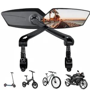 2pcs Bike Mirror Handlebar Mount 360° Adjustable Wide Rear View Mirror for Scooter Motorcycle Bike Accessory