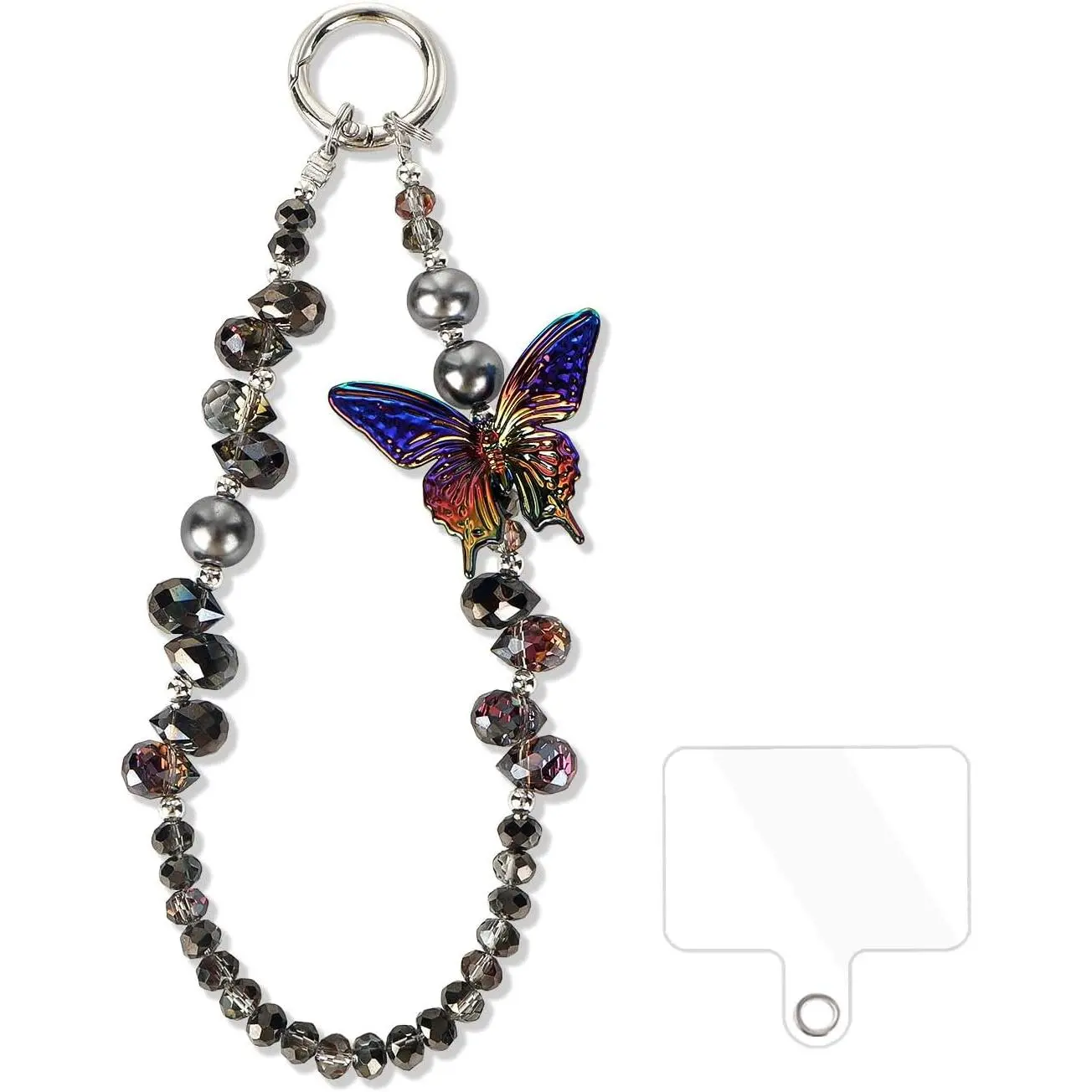 Beaded Phone Wrist Strap, Glitter Cute Butterfly  Wristlet,Phone Chain Wristlet Purse Bag Charms