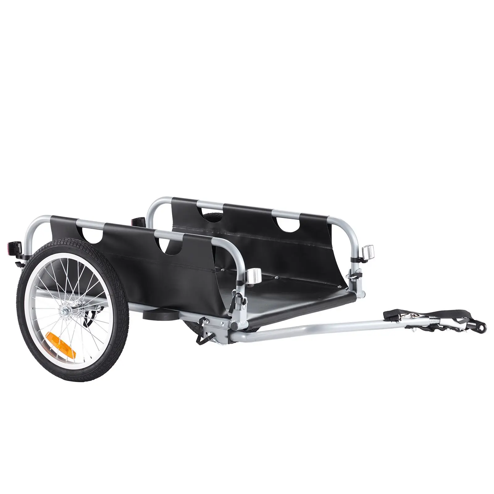 Heavy-Duty Iron & Aluminum Alloy Bike Cargo Trailer - 100 lbs Load Capacity, Foldable Frame Storage, Quick-Release Universal Hitch, 16-Inch Wheels, Reflective Stickers, Fits 22-28-Inch Bikes, Hauls Gear, Camping