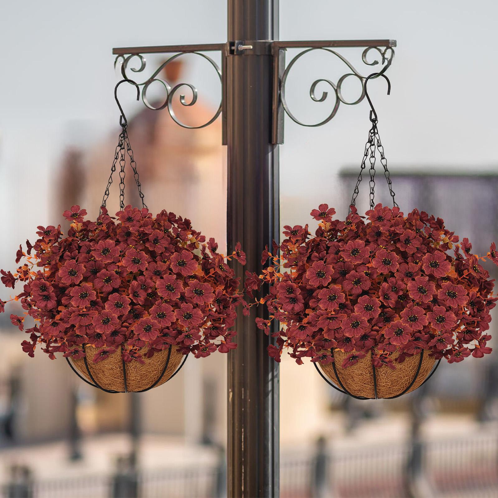 Autumn Outdoor Artificial Flower Hanging Basket, Porch Garden Decoration, Durable & Weather-Resistant, Perfect for Fall Decor
