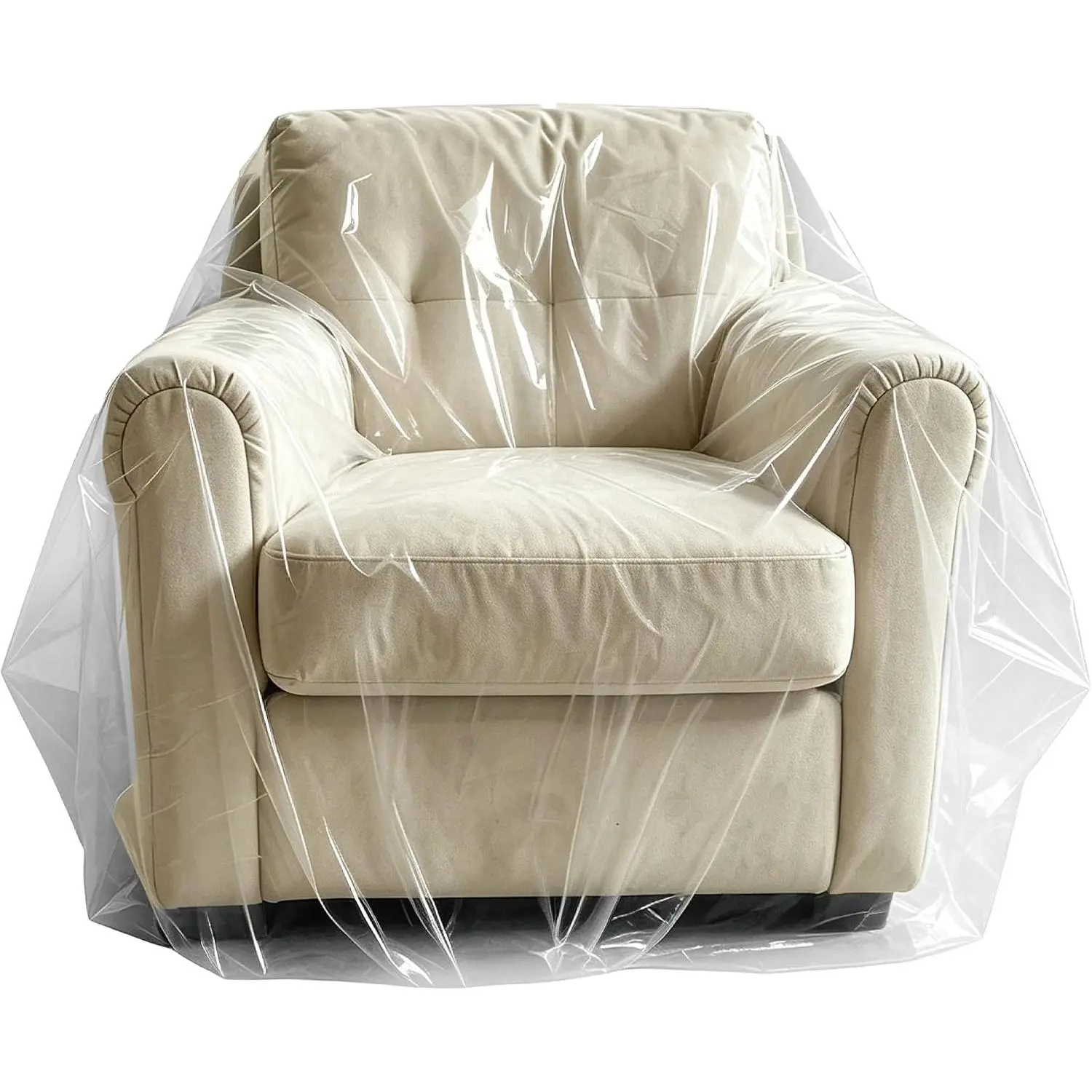 Plastic Clear Sofa Loveseat Furniture Covers for Moving Storage |  Clear Furniture Moving Covers for Couch with Label, Bag Open Size 65x 42 x 34 Inch