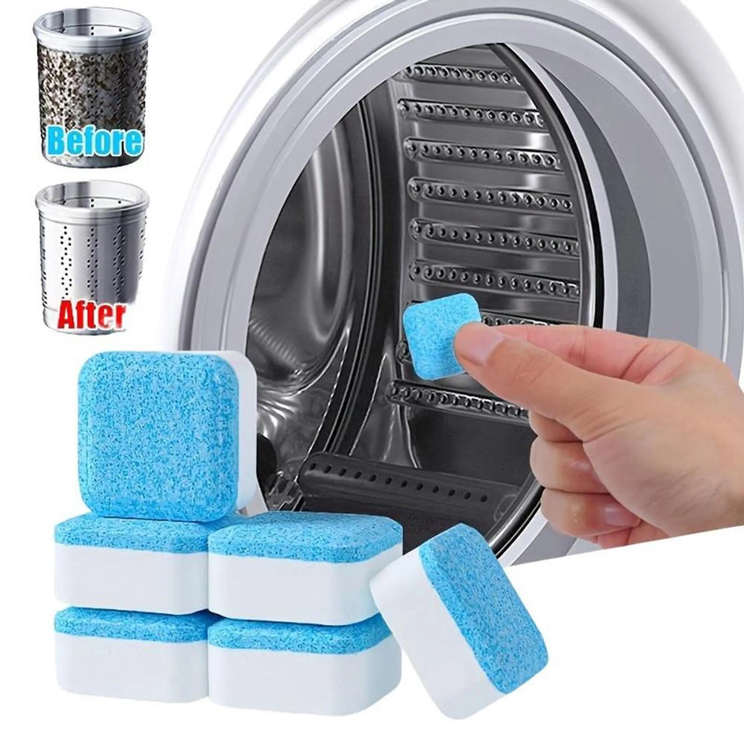 12/24-Pack Washing Machine Washer Cleaner, 3-in-1 Descaling, Deodorizing and Deep-Cleaning Formula, Multi Functional Household Cleaning Products, Effortless Care for All Types of Washing Machines