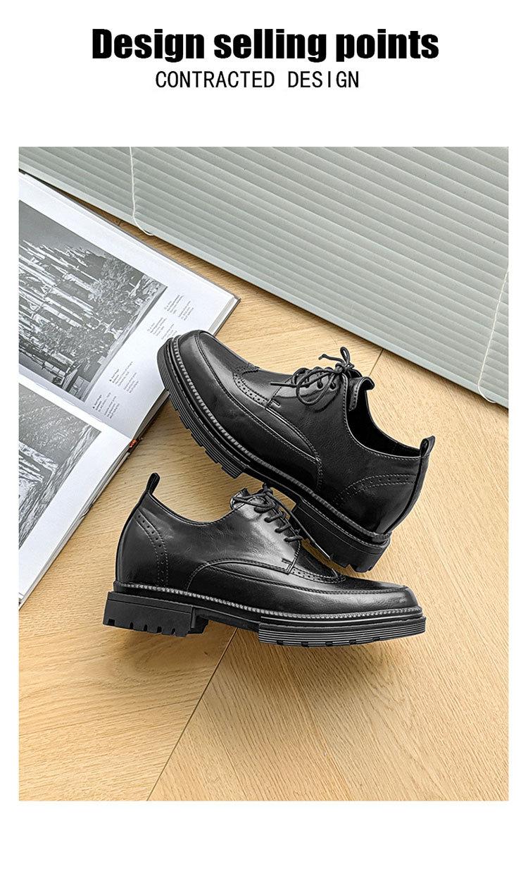 Casual men's brogue shoes with internal height increase, thick-soled business formal men's shoes with internal height increase