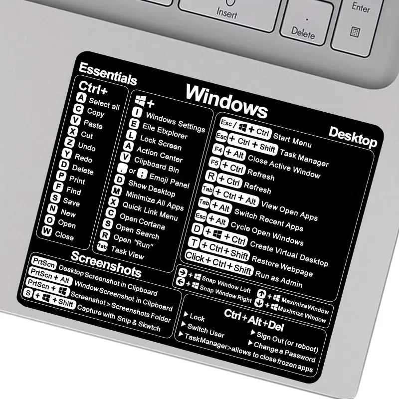 Multiple Windows Keyboard Shortcut Stickers, Durable Design, Customizable Laptop Decals, Desktop Decoration, Organizational Stickers