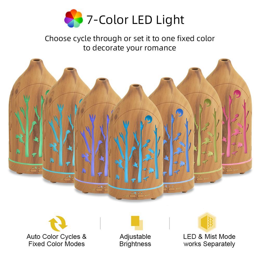 Hollow Out Essential Oil Diffuser 2 PCS Humidifier with Timer Auto Shut - Off for Home Bedroom Yoga Spa Office Aromatherapy Relaxation Sleep pro vir tec mist large fog ful dual mode rain sound cloud crack design tabletop  changing moss  lab  scent  hack h