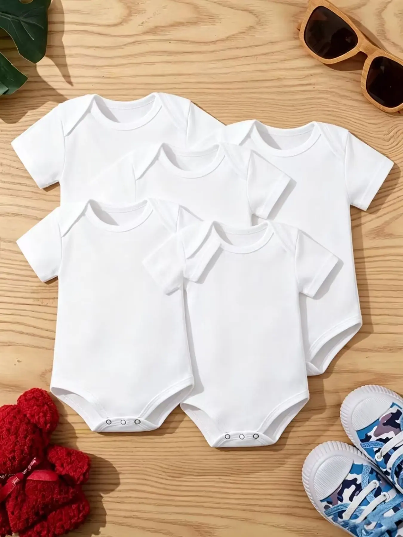 5-Piece Baby Infant Jumpsuit Set, Cute Casual for Daily Crawling & Outdoor Wear, Unisex Newborn Clothes, Perfect Gift for Babies