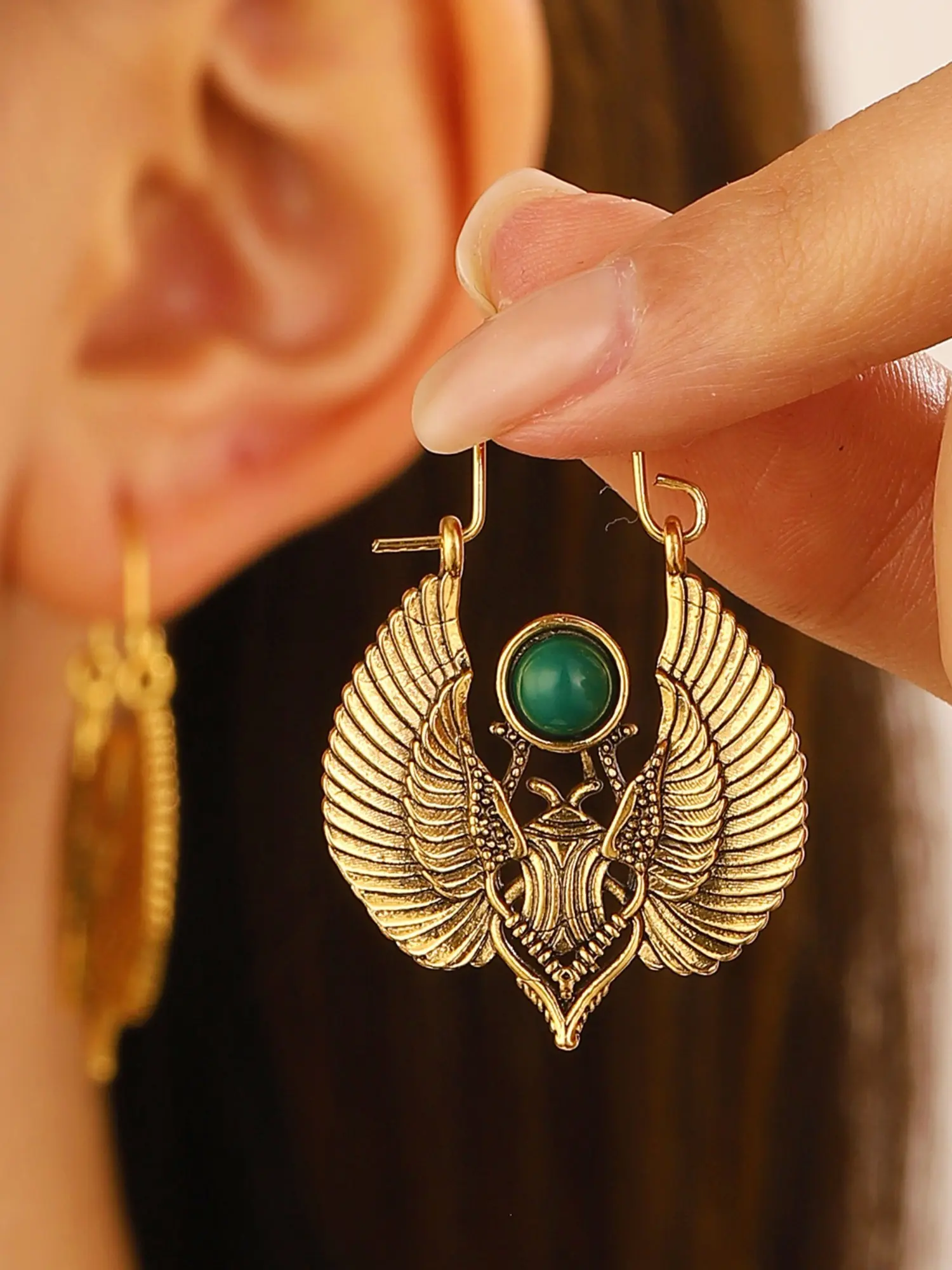 12pc 6pc Vintage Egyptian Inspired Sacred Wings Moth Earrings, Gypsy Tribe Women's Jewelry, Party Gift, Large Ear Rings, Earrings Party Ready