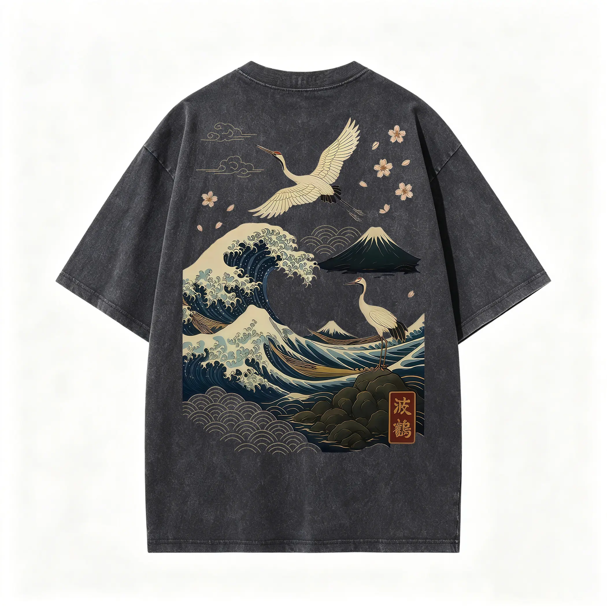 Men's Kanagawa Wave Graphic T-Shirt, Soft 100% Cotton Harajuku Streetwear, Casual Round Neck Tee, Sizes S, M, L, Print, Shortsleeve, Tshirt, Digital Print