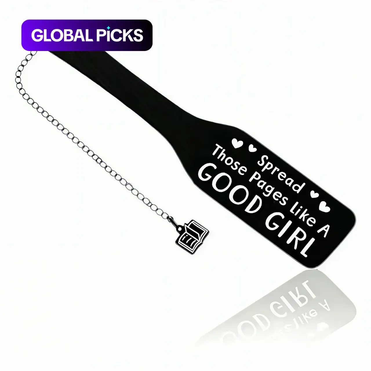 Metal Bookmark, Dark Romance Paddle Style Book Marker with Book Charm, Black Engraved Metal Book Mark, Spicy Bookish Gift for BookTok Readers & Smut Book Lovers, Book Accessories