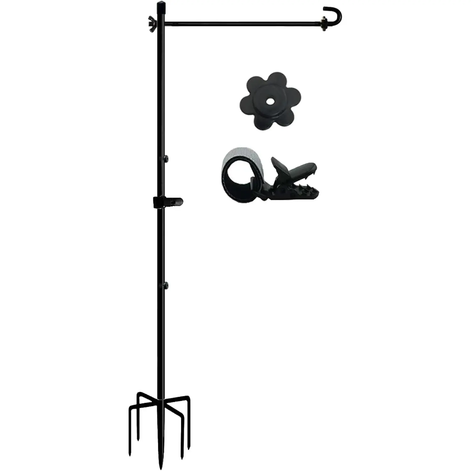 Garden Flag Stand No Spin for Outside 12 x 18 Flag Heavy Duty, Small Flag Holders for Yard and Garden, Flagpole Holder with 5 Prong Base Sturdy