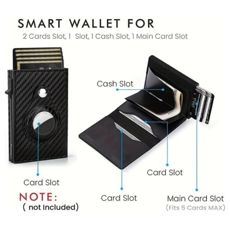 Wallet for Men Minimalist Pop Up Credit Card Case Holder 1-7 Cards, Smart Slim Wallet with Money Clip ID Window RFID Blocking Bifold Compact(Airtag Not Included) Wallets Gifts for Men