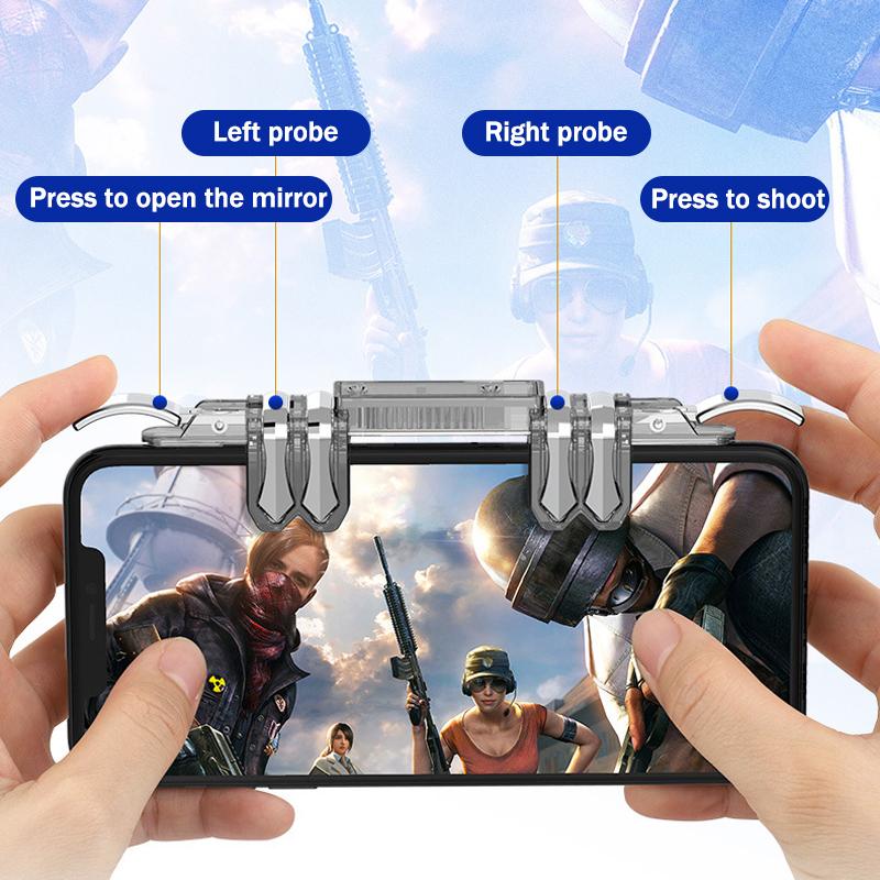 Z06 Mobile Phone 6 Fingers Game Trigger Handle for IPhone Android PUBG Aim Shooting Alloy Key Button Gamepad Joystick Controller